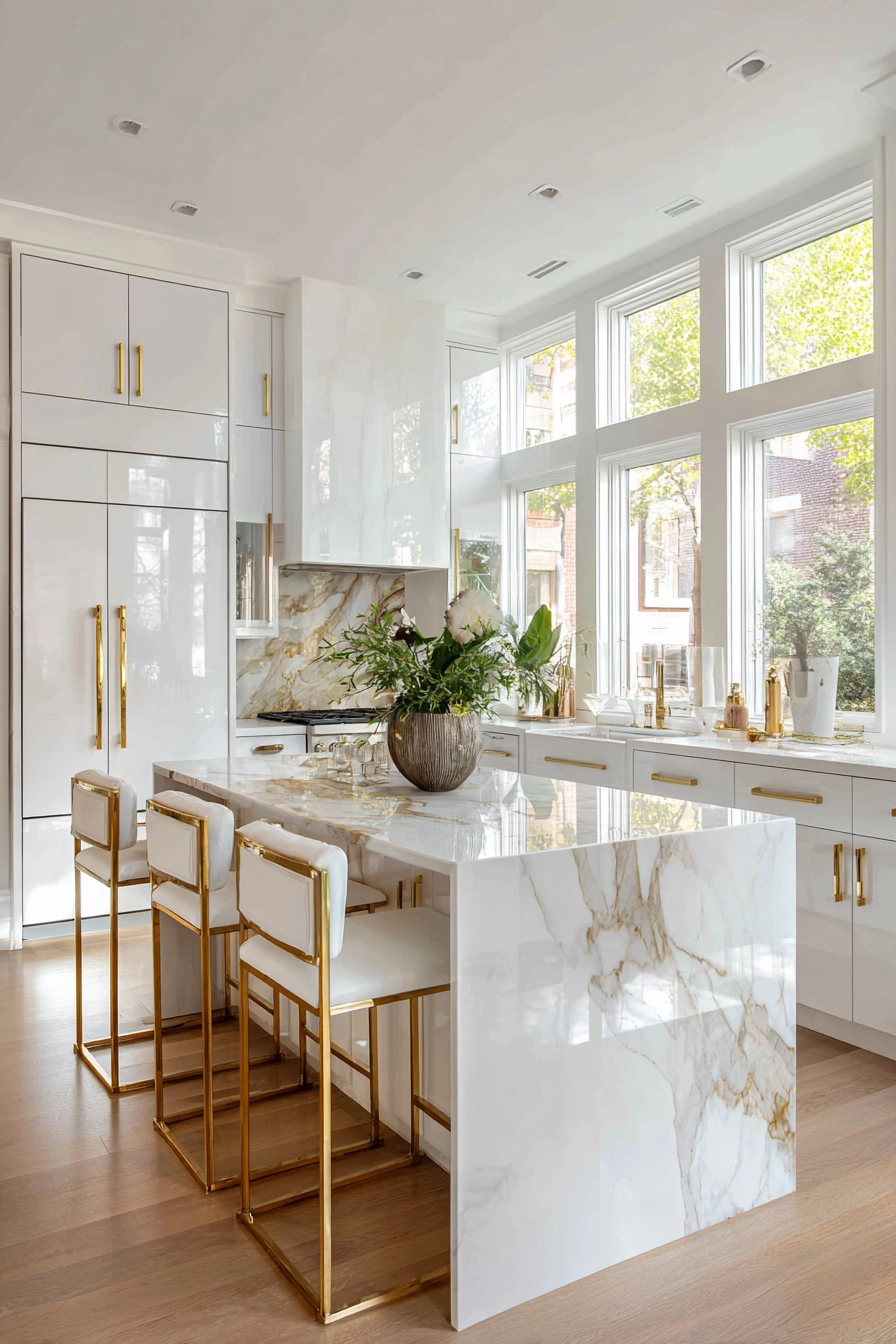 White and Gold Kitchen: Where Luxury Meets Functionality