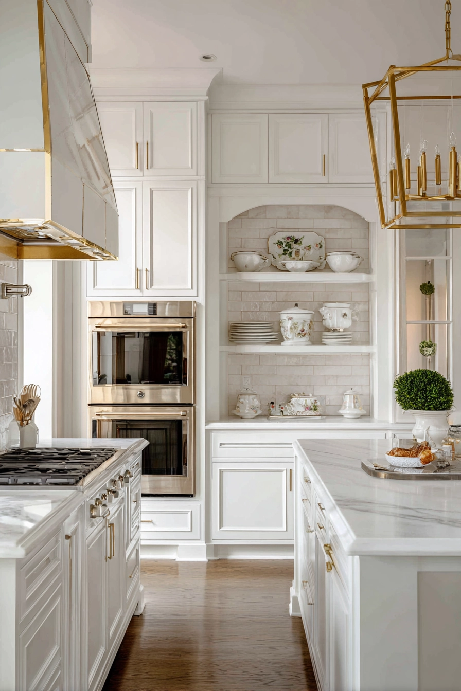 White and gold kitchen 11