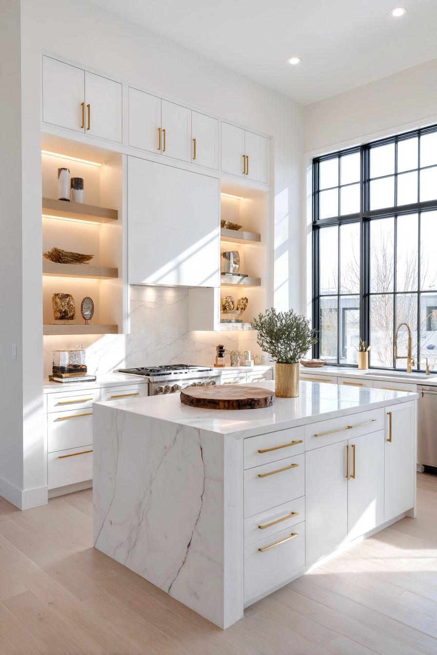 White and gold kitchen 13