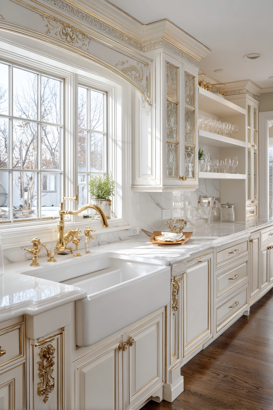 White and gold kitchen 21