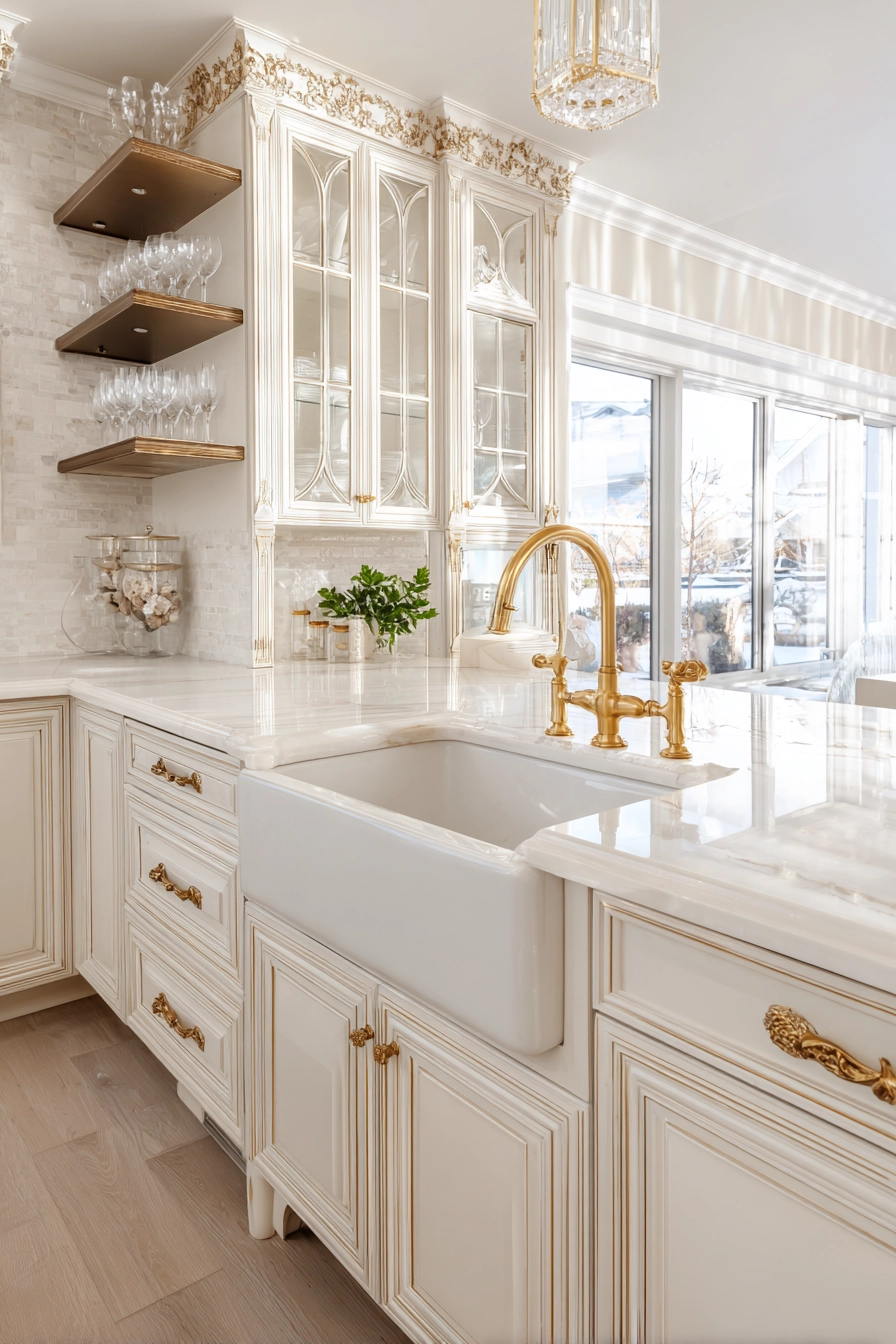 White and gold kitchen 24