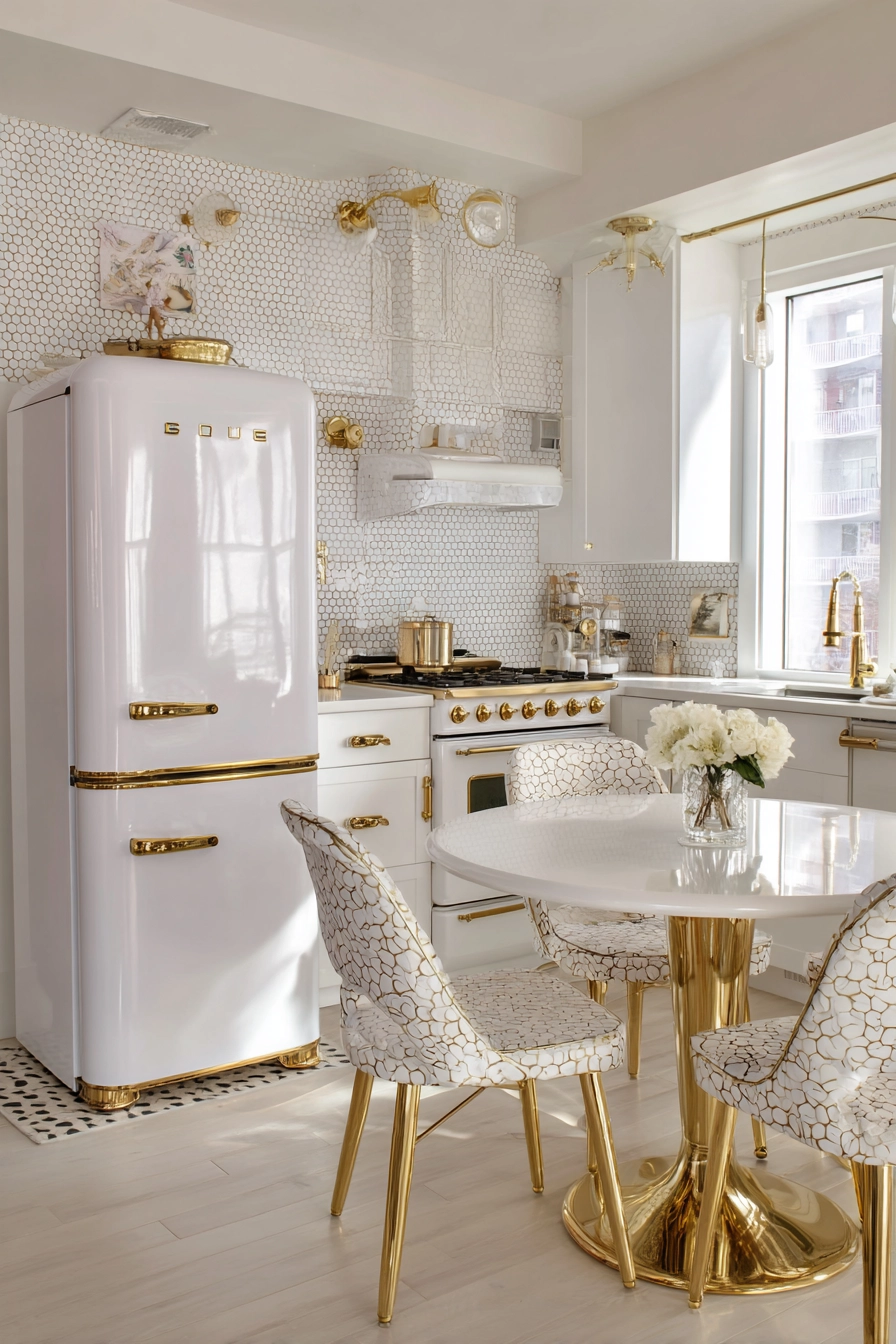 White and gold kitchen 34