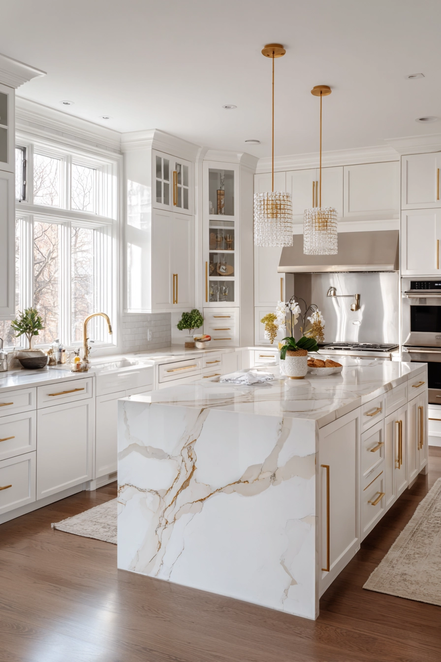 White and gold kitchen 38
