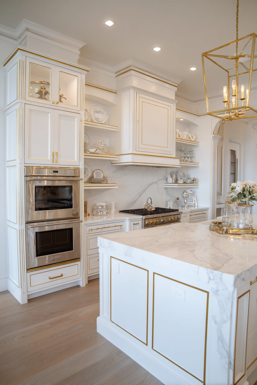 White and gold kitchen 9