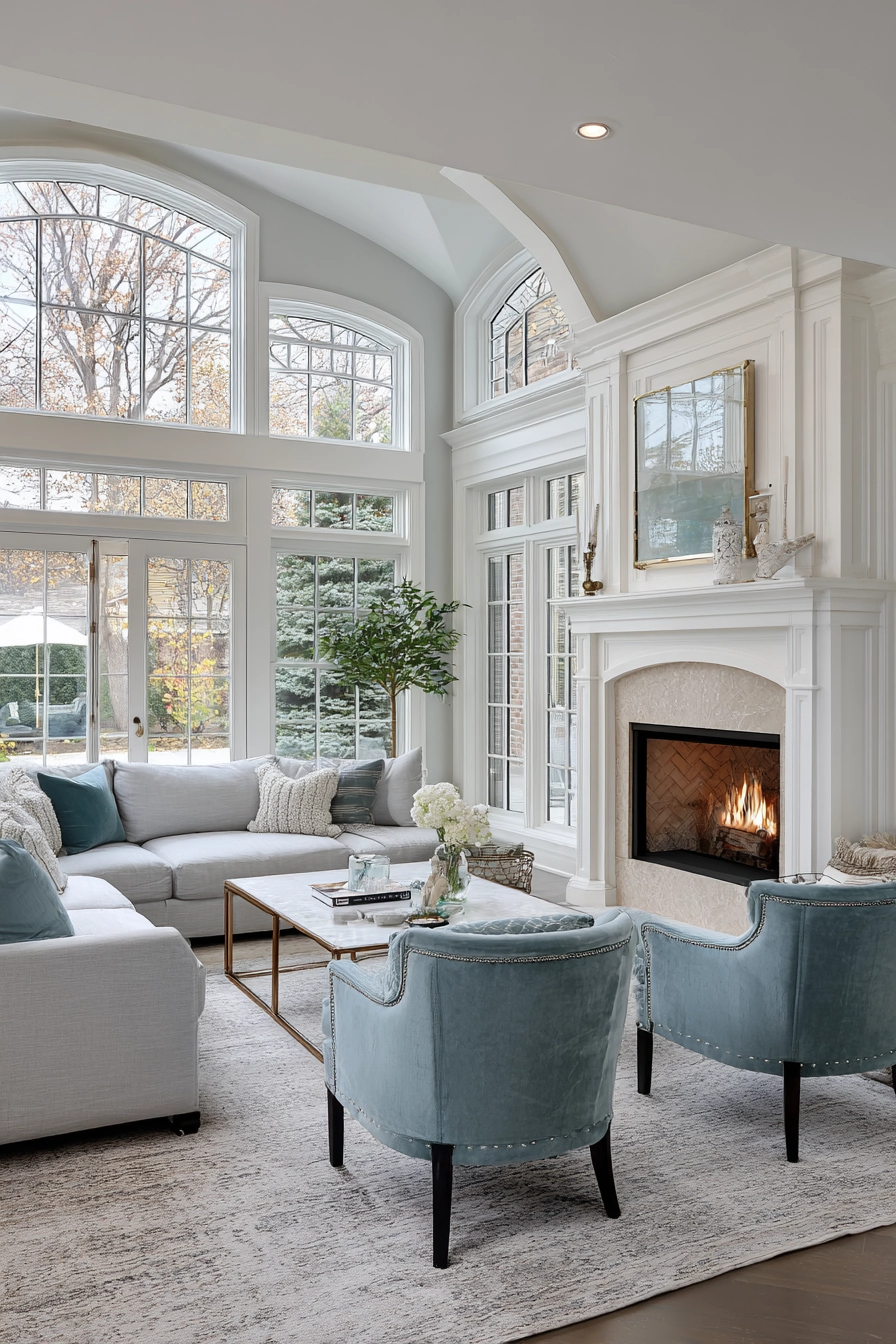 sunroom with fireplace 15
