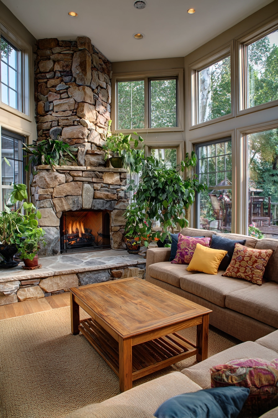 sunroom with fireplace 3